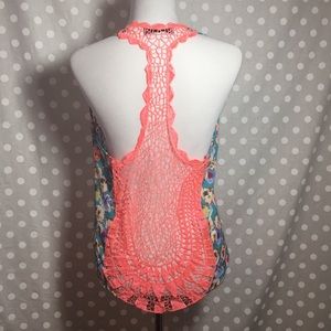 Joompy crocheted racerback floral tank